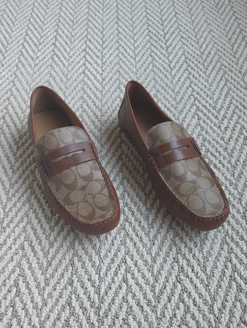 Coach Liam Driver Signature Jacquard Canvas Penny Loafers
